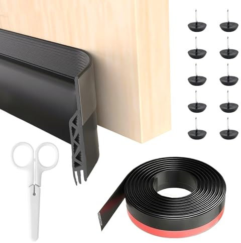 2M Black Draft Excluder for Doors – Self Adhesive Door Draught Excluder for Soundproofing, Insulation & Weather Sealing, 2 x 78.7