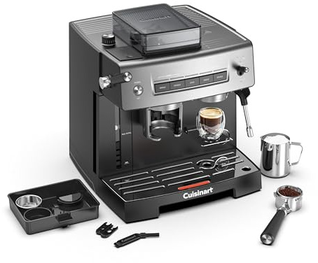 CUISINART® Espresso | Moudre, Tasser, Infuser | Espresso, Americano, Cold Brew | Mousseur à lait | Moulin 16 réglages | 20 bars | Réservoir 2,2L | Mug voyage | De la graine à la tasse