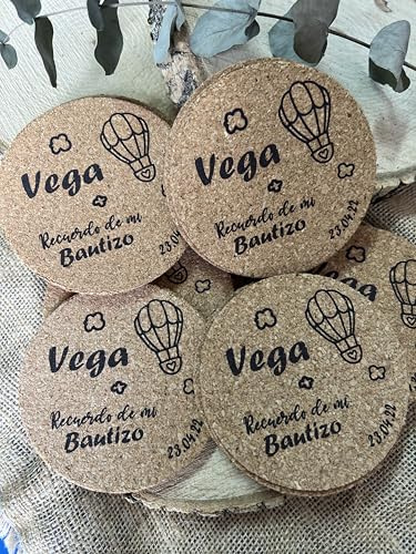 Uvimark - 50 Posavasos de Corcho Personalizados - Portavasos con diseño - Posavasos para Bodas, comuniones, promociones, Eventos, Merchandising