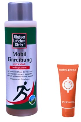 Allgäuer Latschenkiefer Mobil Einreibung Extra Stark - wohlig & warm 1x 250 ml I Wärmende Massagepflege mit Latschenkiefernöl & Arnika I Für beanspruchte Muskeln I Spar-Set plus Pharma Perle give-away
