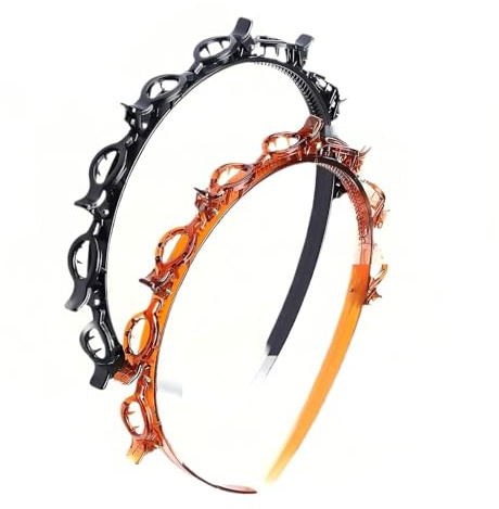 2 stycken hårband med klämmor, pannband med klämmor, pannband med tandpannband flätverktyg, hårband med klämmor twist flätat pannband, bangs hairstyle hårnål, för kvinnor och flickor