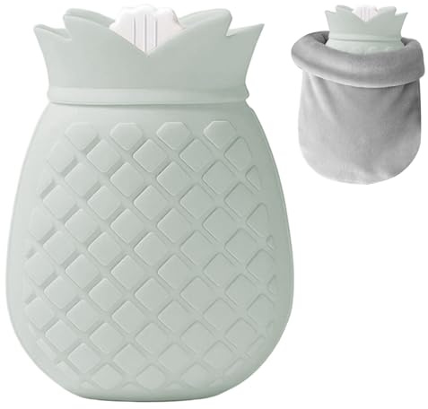 Botella de agua caliente de 350 ml, pequeña botella de agua caliente con funda suave extraíble y lavable para aliviar el dolor de espalda, cuello y hombros (verde)