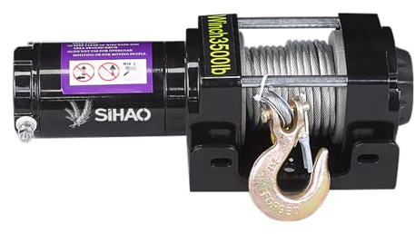Elektrische Seilwinde 12V, 3500 lbs/1590 kg Motorwinde mit 10 m Stahlseil, Elektrische Winde für Quad Jeep SUV Anhänger Boot, inkl. Funkfernbedienung und Zubehör