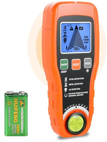Leitungssuchgerät Ortungsgerät, Multifunktionaler Stud Finder mit LCD-Display und Audio-Alarm, Leitungssucher mit Automatische Kalibrierung, Kabel und Metallsucher für Holz, AC-Leitungen,Rohre