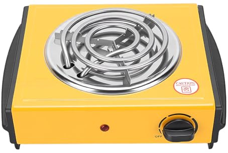 Piastra riscaldante elettrica in acciaio inossidabile con bruciatore a spirale singola Controllo della temperatura Facile da pulire 1000 W Giallo per la casa