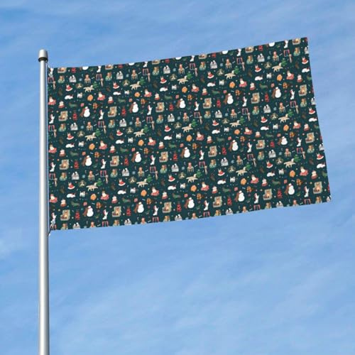 Weihnachtsmann Weihnachten bedruckte dekorative Gartenflagge 90 x 152 cm, fliegt bei leichter Brise, wetterfest für Veranda und Rasen