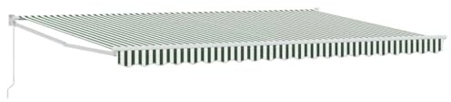 QJBSAVVA Tenda da sole retrattile 500 x 300 cm, tenda da sole con braccio articolato per terrazza e giardino, ombra manuale in poliestere e alluminio, design moderno a strisce in verde e bianco
