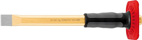 Rennsteig Flachmeißel (Meißel), mit Handschutz, 250 x 25 mm – Spezialstahl komplett gehärtet, nachschleifbar - 3112501