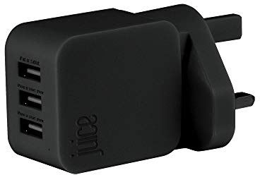 Juice Triple Three USB Port Universal Mains Charger, 3.4A, Black