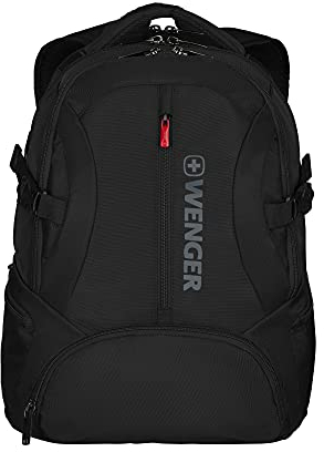 Wenger 600636 Transit 16' Backpack, Padded Laptop Compartment with iPad/Tablet/eReader Pocket in Black (27 litres), 46 Centimeters, WE600636