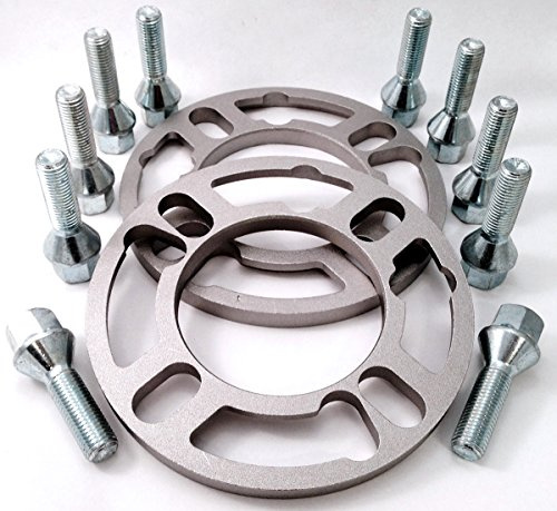 Pair of 10mm wheel spacers + a set of 10 extended alloy wheel bolts M12 x 1.5 thread 35mm long, taper seat, 17mm Hex suitable for BMW 3 series