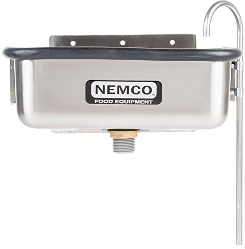 Nemco 77316-13 12-3/4 Ice Cream Spade Dipper Well Bowl and Faucet Set with Mounting Plates for Gelato Vendor Coffee Shop Restaurant Buffet Catering | 4H x 12.75W x 6.75D, Stainless Steel, NSF