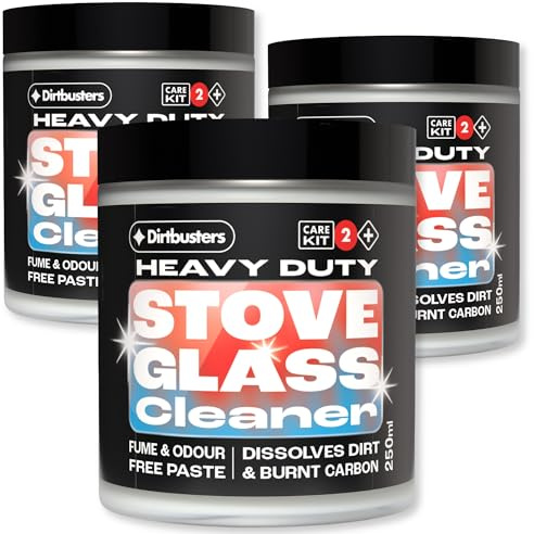 Dirtbusters Stove Glass Cleaner, Powerful Pro Cleaning Paste For All Log Burner, Stove & Fireplace Window & Glass (3x250g)