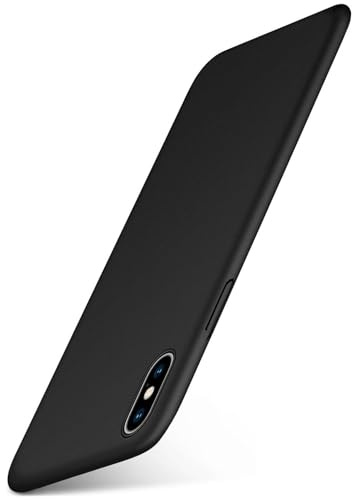 moex für iPhone X/iPhone XS Hülle Ultra Dünn, Schutzhülle mit erhöhtem Kameraschutz, Slim Cover Hardcase Backcover, Dünnste Handyhülle Minimalistisch Alpha Case, Matt Schwarz