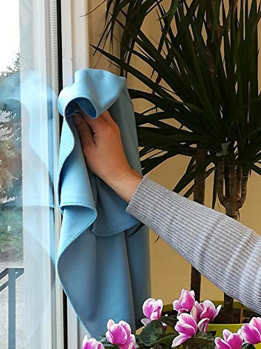 WFG Fenstertuch Glassy Premium blau - Profi Qualität, Microfasertuch 50 x 70 cm, Fensterputzen (10)