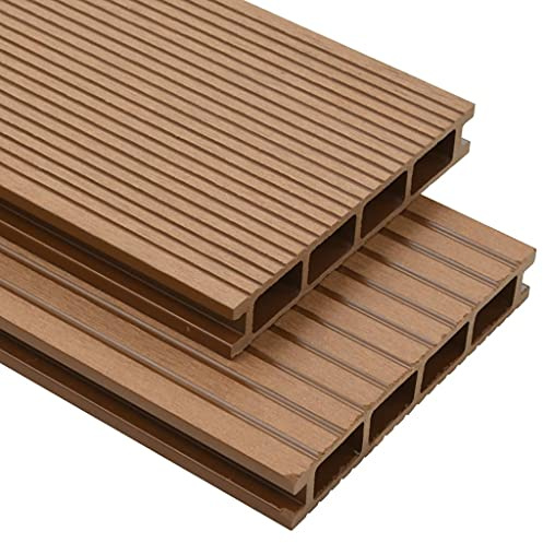 vidaXL WPC Terrassendielen Hohlkammer 10m² 2,2m 25mm Teak Komplettset Diele