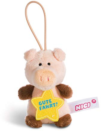NICI 44870 Anhänger Schwein mit Spruch Gute Fahrt 8cm mit Loop