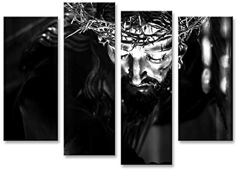 islandburner Bild auf Leinwand Jesus Christus Schwarz Weiß Bilder Wandbilder Poster