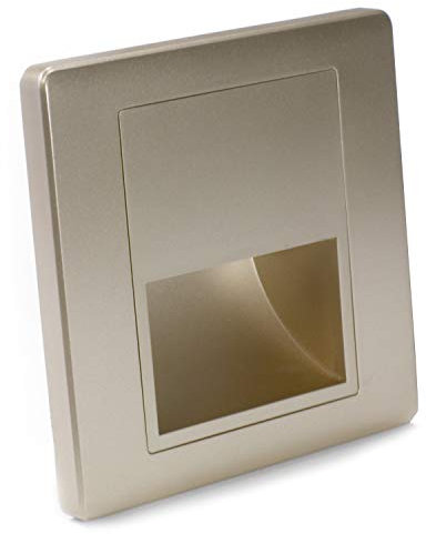 LIGHTWORLD24 Faretto LED da incasso parete 230V – Luce per scale quadrata colore oro (scocca in plastica), 1,5W IP30, bianco caldo 3000K, lampada da parete per gradini, illuminazione interna