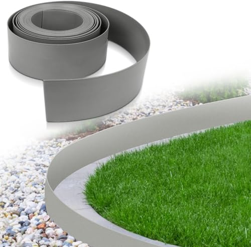 Randaco Bordura per Giardino per la rasatura del prato Grigio 25 m (100/2 mm) Bordi per la rasatura del prato Bordi per la bordatura del giardino
