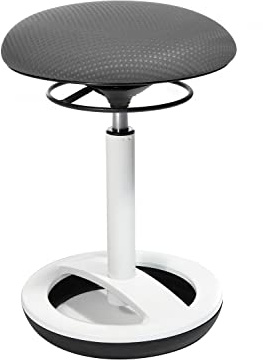 TOPSTAR Sitness High Bob, Stehhilfe, Fitnesshocker, Arbeitshocker, Sitzhöhe: 49-70cm, Standfußring Alu weiß lackiert, Stoffbezug, Dunkelgrau