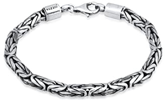 Kuzzoi Buddha Silber-Armband Herren 925 Silber Königsketten Armband (5 mm) | aus oxidierten 925 Sterling Silber massives Königsarmband für Männer 26.3g