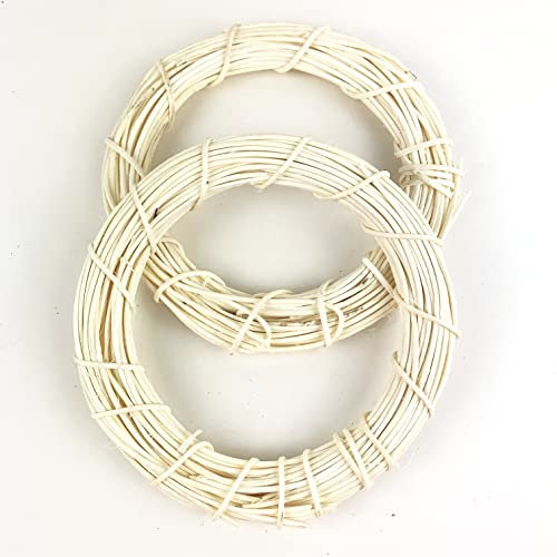 Heyiwell 2 coronas de ratán blanco, corona de vid para pared, interior, exterior, puerta delantera, hogar, decoración de Navidad, 6 pulgadas