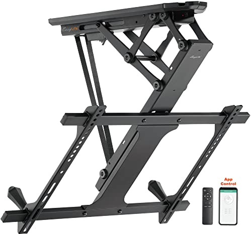 EasyLife Motorisierte TV Deckenhalterung elektrisch schwenkbar, Smart Home Integration, für Fernseher 32–70 Zoll bis 35 kg, VESA TV Halterung 600x400, LCD/OLED, Monitor, Display, Smartboard - Schwarz