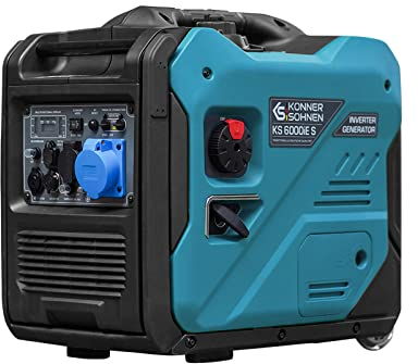 Könner & Söhnen KS 6000iE S Invertergenerator 5500 W, stromerzeuger mit LED-Anzeige 6-in-1, ECO-Modus, notstromgenerator mit Kupferwicklung, ATS-Anschluss, generator EURO V.