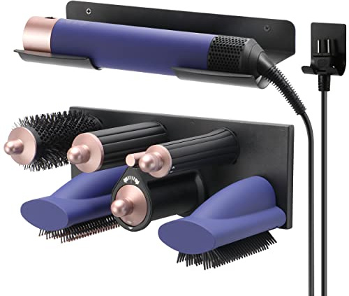 MyLifeUNIT Storage Holder for Dyson Airwrap Curling Iron New Complete, Metal Wall Mount for Dyson Air Wrap Accessories Organizer with Non-Slip Silicone Pad for Bathroom Bedroom Hair Salon Barbershop