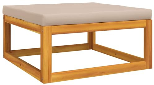 vidaXL Gartenhocker, Sitzhocker mit Kissen, Modular Holz Hocker für Garten Terrasse, Fußhocker Gartenmöbel, Taupe Massivholz Akazie