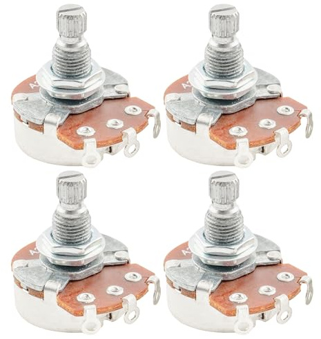 Alpha Full A250k Metrische Potentiometers Split Shaft Audio Taper Potis für E-Gitarre oder Bass (4 Stück)