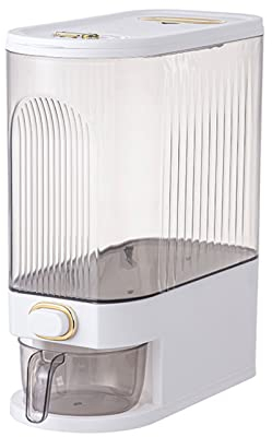 11/22Lbs Automatic Rice Dispenser, BPA-Free Cereal Container Rice Storage Countertop with Cup Built-in Fresh Box, Insect-Proof Dry Food Dispenser for Grain Candy (White,22Lbs)