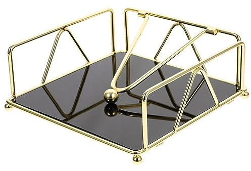 UPKOCH Portatovagliolo Porta Tovaglioli Piatto Supporto Per Fazzoletti Dispenser Per Tovaglioli In Metallo Con Braccio Porta Fazzoletti Tavolo Cestino Porta Fazzoletti Dorato Arredamento
