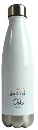 CADEAUX.COM - Gourde Personnalisable - Fier d'être Ch'ti - Gourde Isotherme Personnalisée - 500ml - Bouteille Thermos avec Message - Idée Cadeau Original- Cadeau Homme - Cadeau Femme