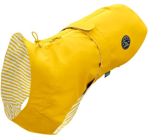 Hunter Hunde-Regenmantel Milford, Farbe: gelb, ergonomische Passform für optimalen Schutz, individuell verstellbar, Reißverschluss für Geschirrträger, pflegeleicht & waschbar bei 30 °C, Größe: 35