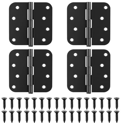 4 Stk Scharniere Klappbar, 100x100mm Schwarze Scharniere Schwerlast, Türscharniere Schwarz, Tür Scharnier Set, Klavierband Scharnieren, Scharnierband Scharnier für Außen Innentüren, mit Schrauben