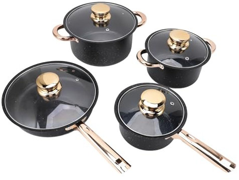 Juegos de Utensilios de Cocina, Juego de Utensilios de Cocina con Revestimiento de Piedra Maifan de Acero Inoxidable, Sartén Antiadherente para Leche, Ollas para Sopa, Sartén con