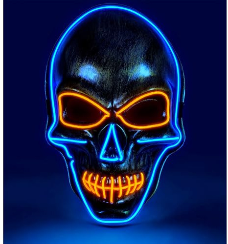W WIDMANN MILANO Party Fashion - LED Totenkopf Maske | Leuchtendes Skelett- und Schädel-Design, gruseliges Kostüm-Accessoire, Kostümzubehör für Halloween & Karneval