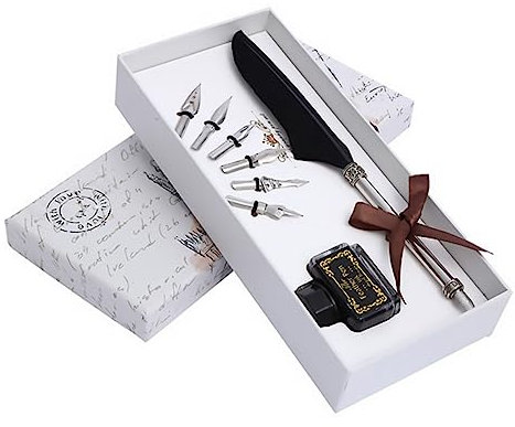 Lurrose Teiliges Retro Quill Dip Pen Schwarze Kalligraphiefedern Mit Ersatzspitzen Elegantes Schreibset Für Antik Kalligraphie Zeichenfeder Geschenk Für Lehrer Und Kalligraphieliebhaber