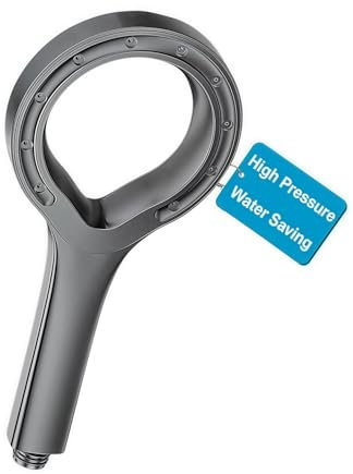 CUCM High-Pressure Water-Saving Shower Head - Handheld with Polymer Mist Spray, Unique Star-Ring Shaped Grey Design