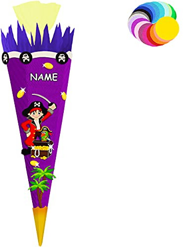 alles-meine.de GmbH Bastelset - Schultüte Farbe & Größe wählbar 70/85 / 100 cm - Pirat - inkl. Name - Farbe frei wählbar - Bastelschultüte - Zuckertüte zum selber Basteln B..