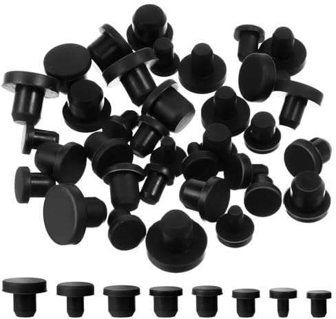 cobee 80 Pcs Silicone Rubber Hole Plug, 8 Sizes Plastic Hole Plugs Silicone Plug Cap Set, Black High Temp T-Type Hole Plug for Powder Coating Waterproof Sealing Plugs Pipe Holes Test Tube Plugs