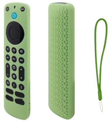 Étui de Protection en Silicone pour Alexa Télécommande Vocale Pro 2022 Version, Housse de Protection Anti-Chocs et Anti-dérapante pour Télécommande avec Lanière (Vert Lumineux)