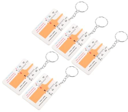 PAMINGONO 5 Pz misuratore di profondità del pneumatico profondità del dei pneumatici manometro per pneumatici per biciclette Profondimetro per pneumatici strumento misuratore Yellow