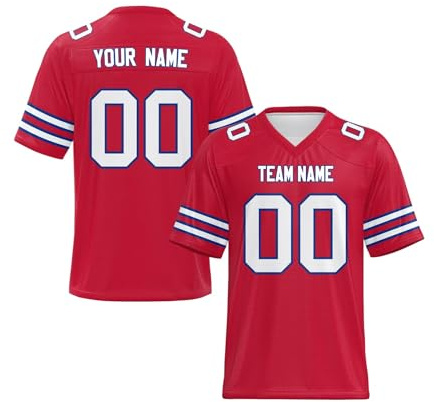 EZJOBLA Personalisierte Fußball-Trikots für Herren Personalisiertes Trikot Personalisierbar American Football Trikots hinzufügen Teamnamennummer Damen Jugend A1