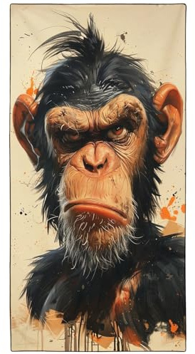 YISUMEI Lustiges Gorilla-Gemälde Strandtuch XXL 180x90cm - Schnelltrocknendes Mikrofaserhandtuch mit Tasche, Saugstark Sandfrei - Leichtes Reisehandtuch für Strand, Pool