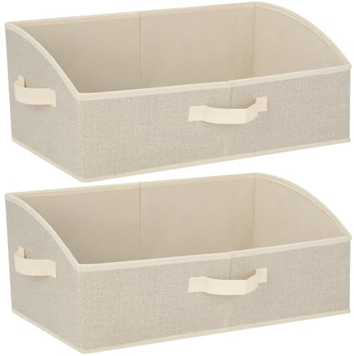 AiQInu Cajas de Almacenaje Plegables 28L,Juego de 2 Cajas de Almacenamiento de Tela, 50x28.5x20cm,Cubos Almacenaje,Organizador Grande para Ropa Juguetes Libros Armario