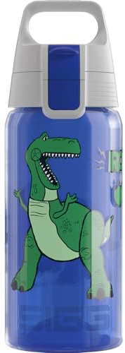 SIGG - Vattenflaska för barn – Viva One Disney – Rex & Trixie – lämplig för kolsyrade drycker – läckagesäker – diskmaskinssäker – BPA-fri – sport och skola – blå – 0,5 l