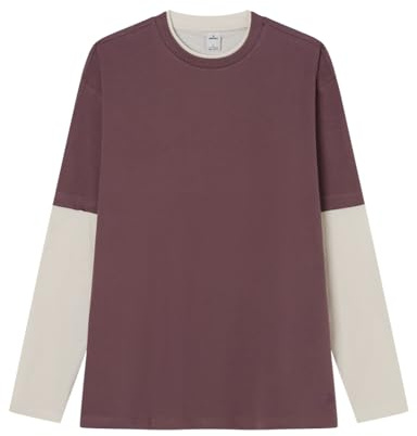 SPRINGFIELD Doble Sleeve Basic Boxy L/S T-Shirt with Tree Embroidery In Hem Camiseta Bordada Hombre